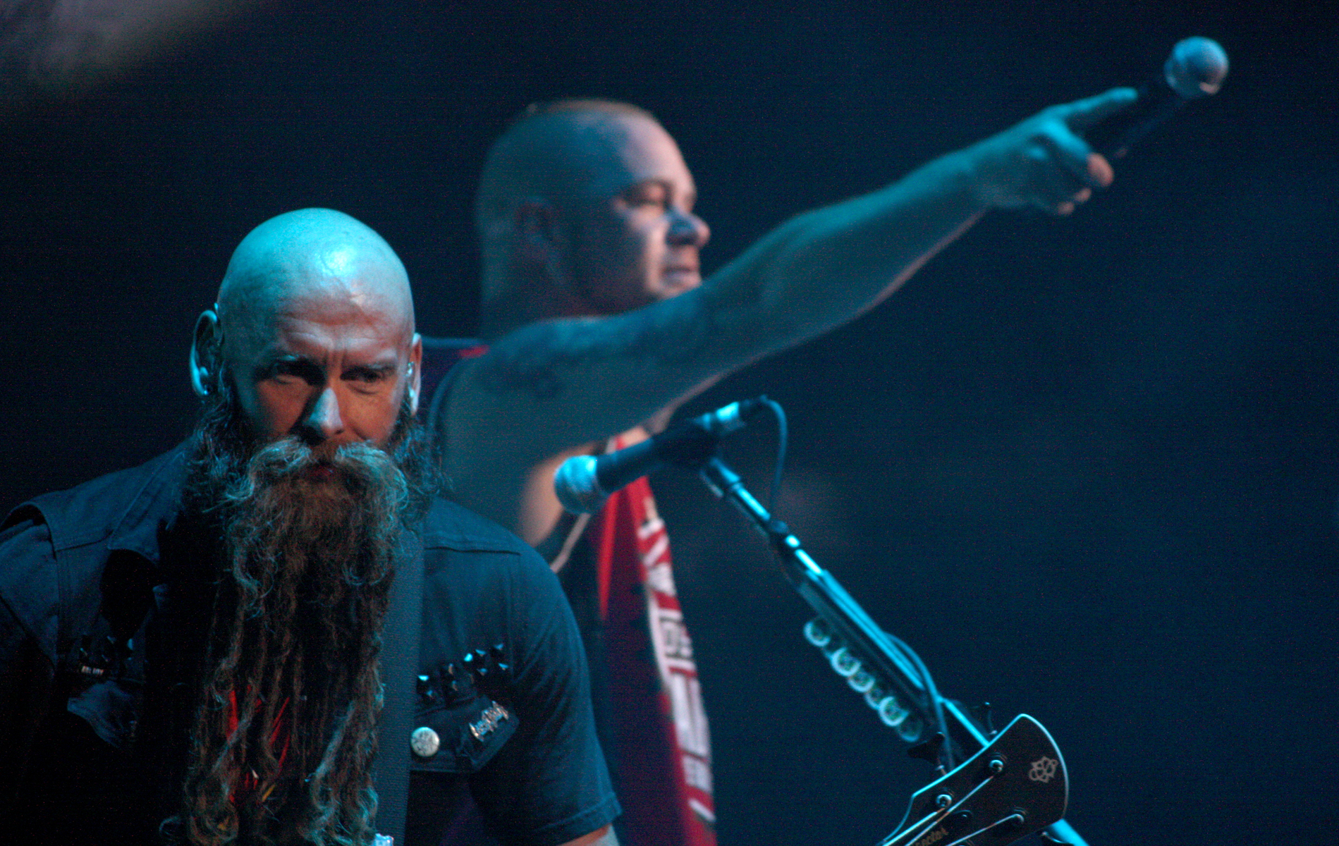 Chris Kael (left) and Ivan Moody of Five Finger Death Punch